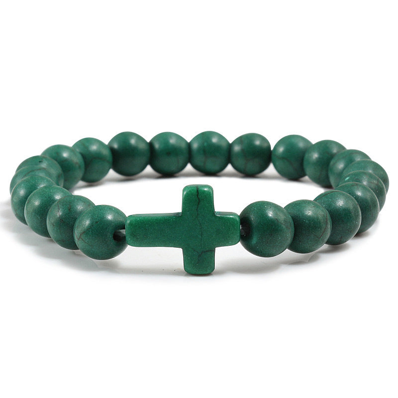 Blaues Türkis-Kreuz-Armband