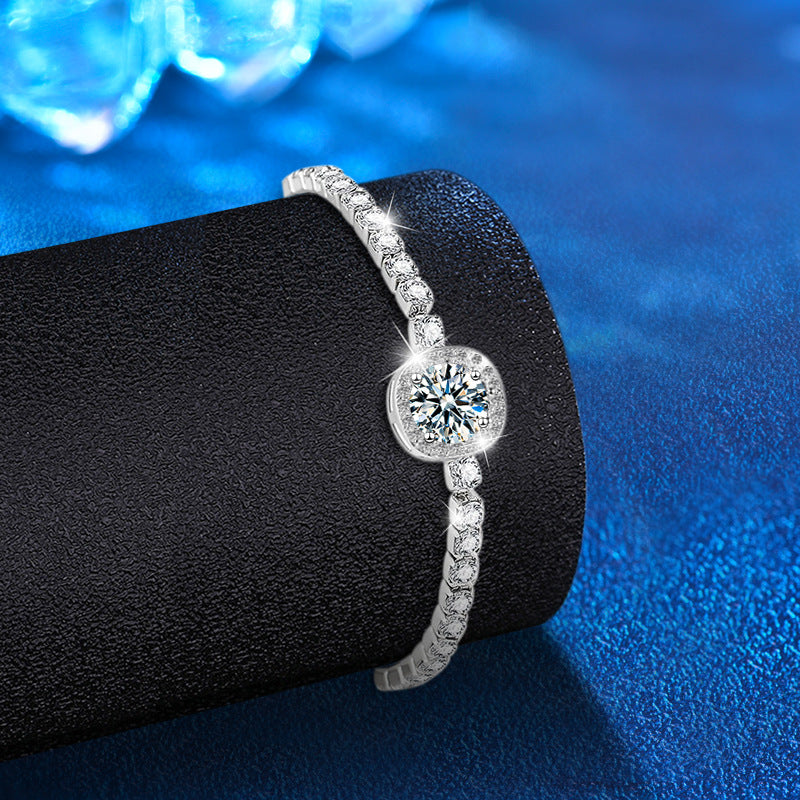 Bracelet en argent sterling 925 avec moissanite étoilée