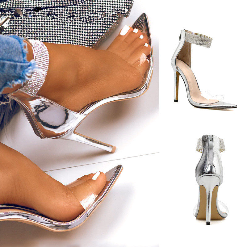 Pointed Toe Rhinestone Slingback Heels for Wedding Guest — Elegant Stiletto | PurelyMart