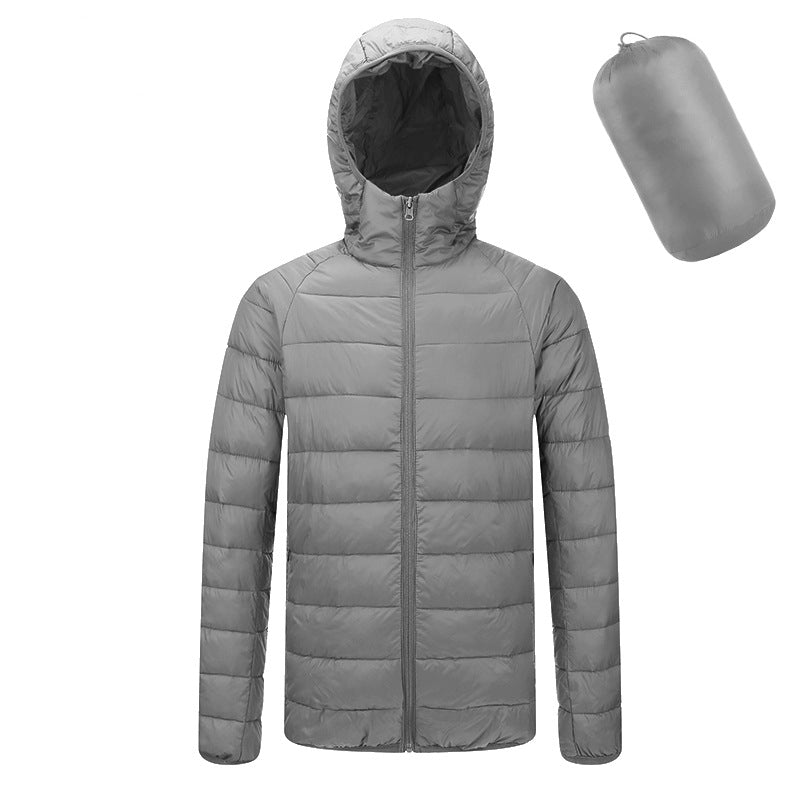 Herren Leichter Kapuzenmantel Winter Warme Einfarbige Reißverschlussjacke Modische Tragbare Oberbekleidung