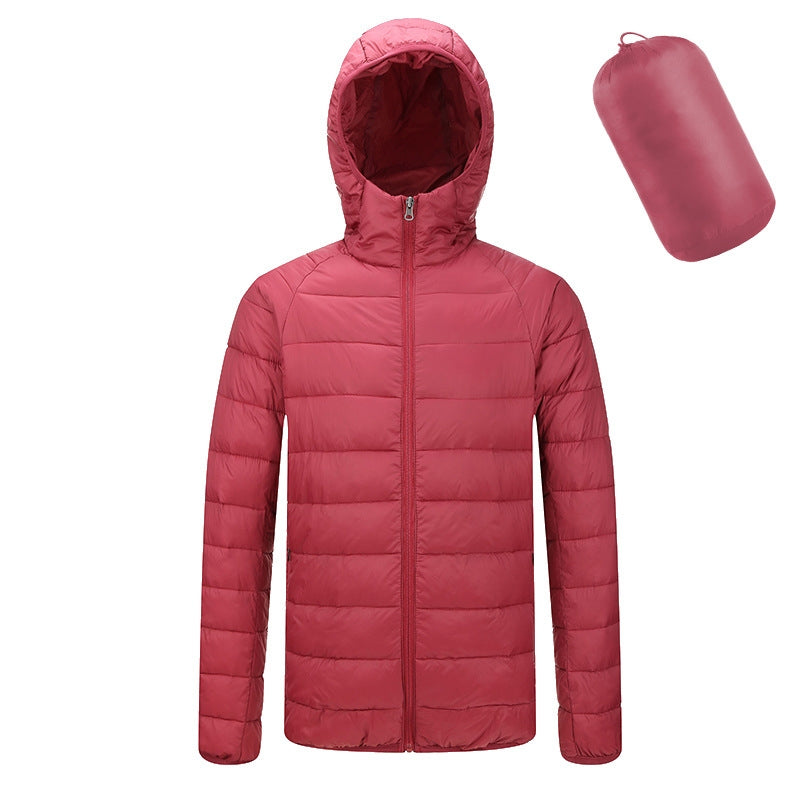 Herren Leichter Kapuzenmantel Winter Warme Einfarbige Reißverschlussjacke Modische Tragbare Oberbekleidung