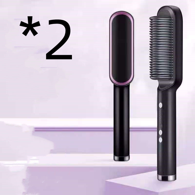 Nouveau peigne chaud lisseur 2 en 1 avec ion négatif et brosse à cheveux électrique double usage