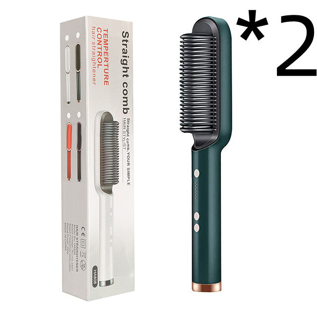 Nouveau peigne chaud lisseur 2 en 1 avec ion négatif et brosse à cheveux électrique double usage