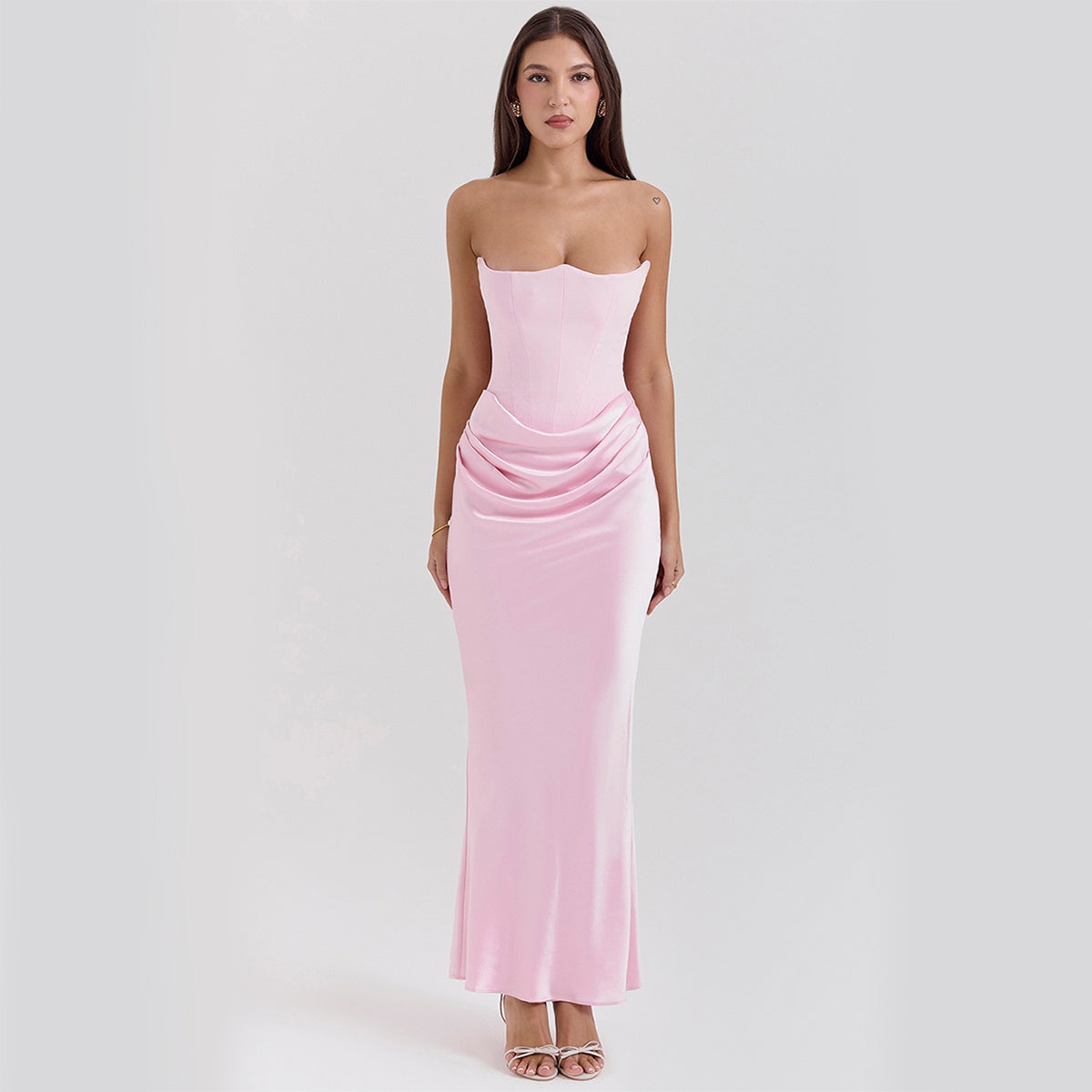 Schlankes Tube Top Maxikleid, sexy, modisch, Bandeau, rückenfrei, Party-Abendkleider für Damen