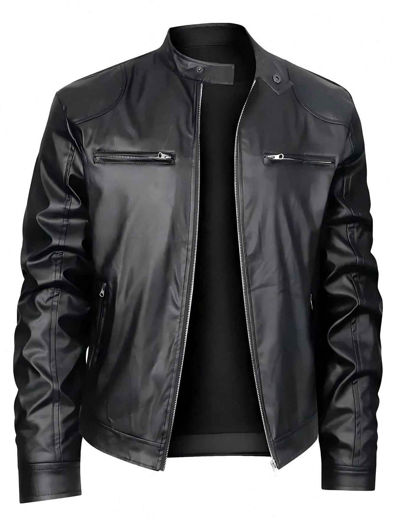 Herren Stehkragen-Lederjacke Business-Freizeitjacke