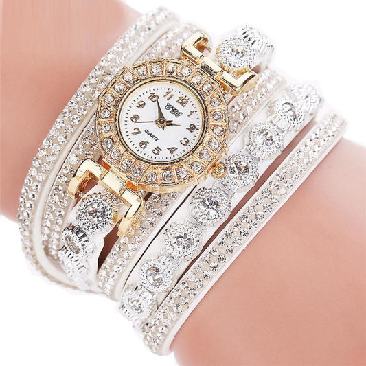Relogio masculino Frauen Quarz Frauen PU Leder Strass Uhr Armband Uhren