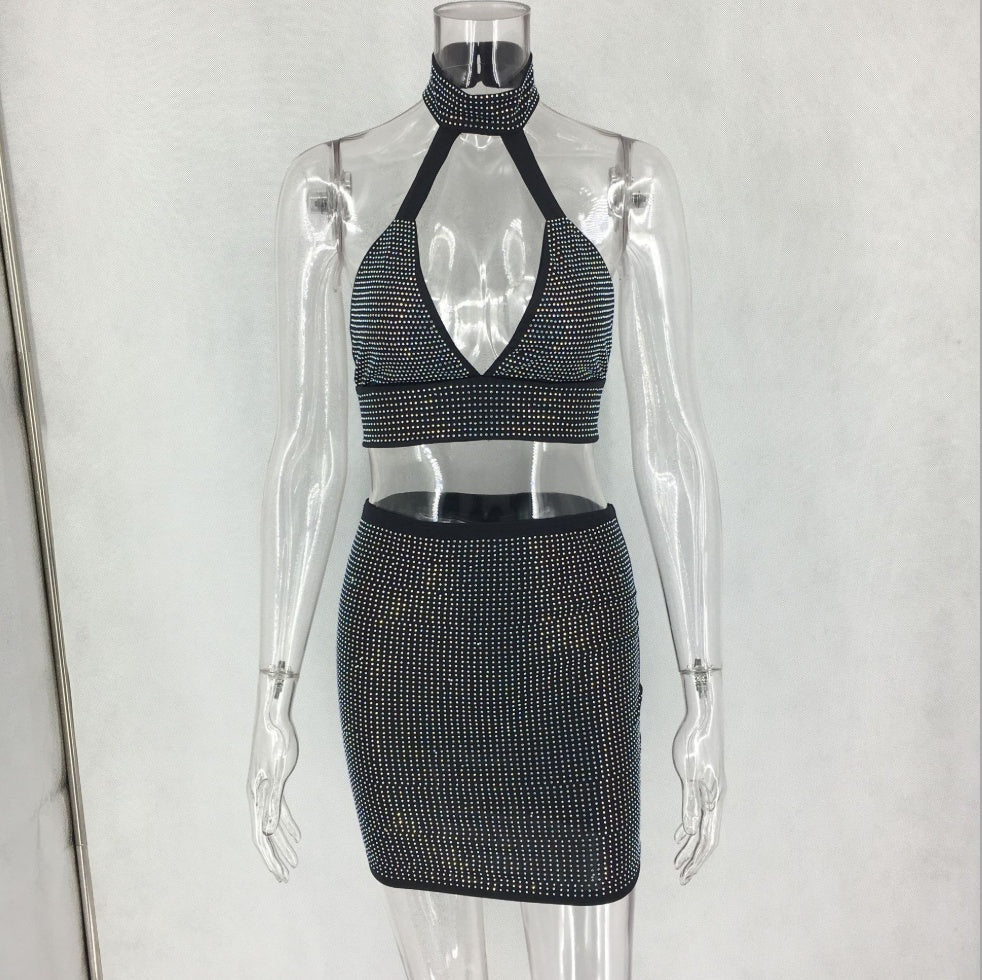 Damen Zweiteiliges Diamant-Set Kleid