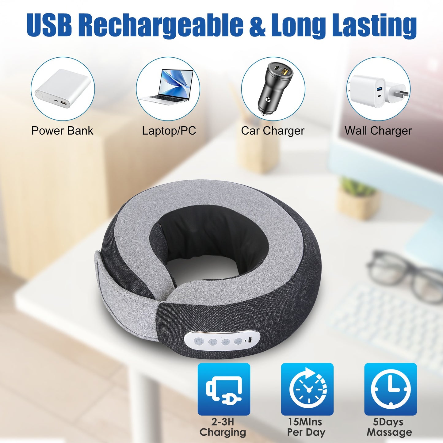 Heated Neck Comfort Pillow – Relaxing Support for Home, Office & Travel