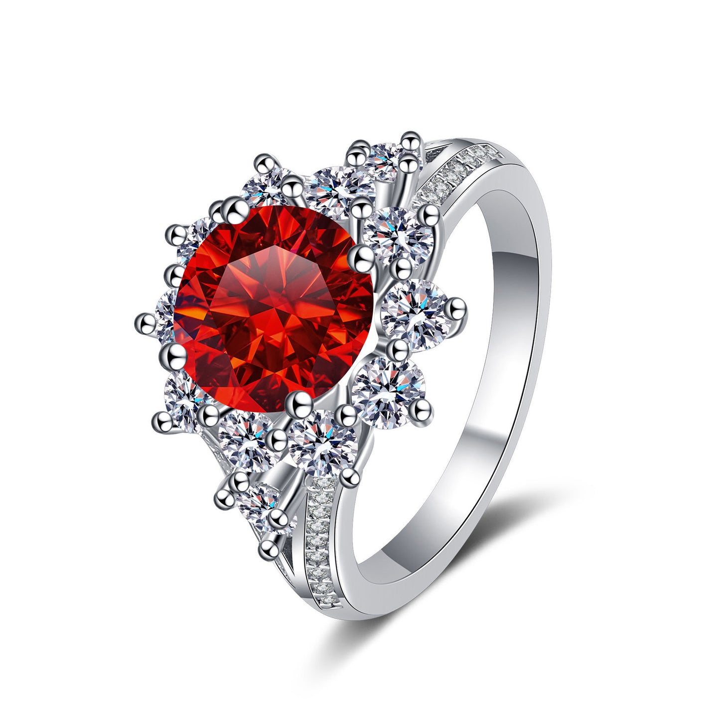 925 Sterling Silver Ring Female 3 Karat Color Moissanite Affordable Luxury Style Ring