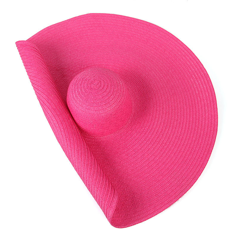 25CM Breite Krempe Übergroßen Strand Hüte Für Frauen Große Stroh Hut UV Schutz