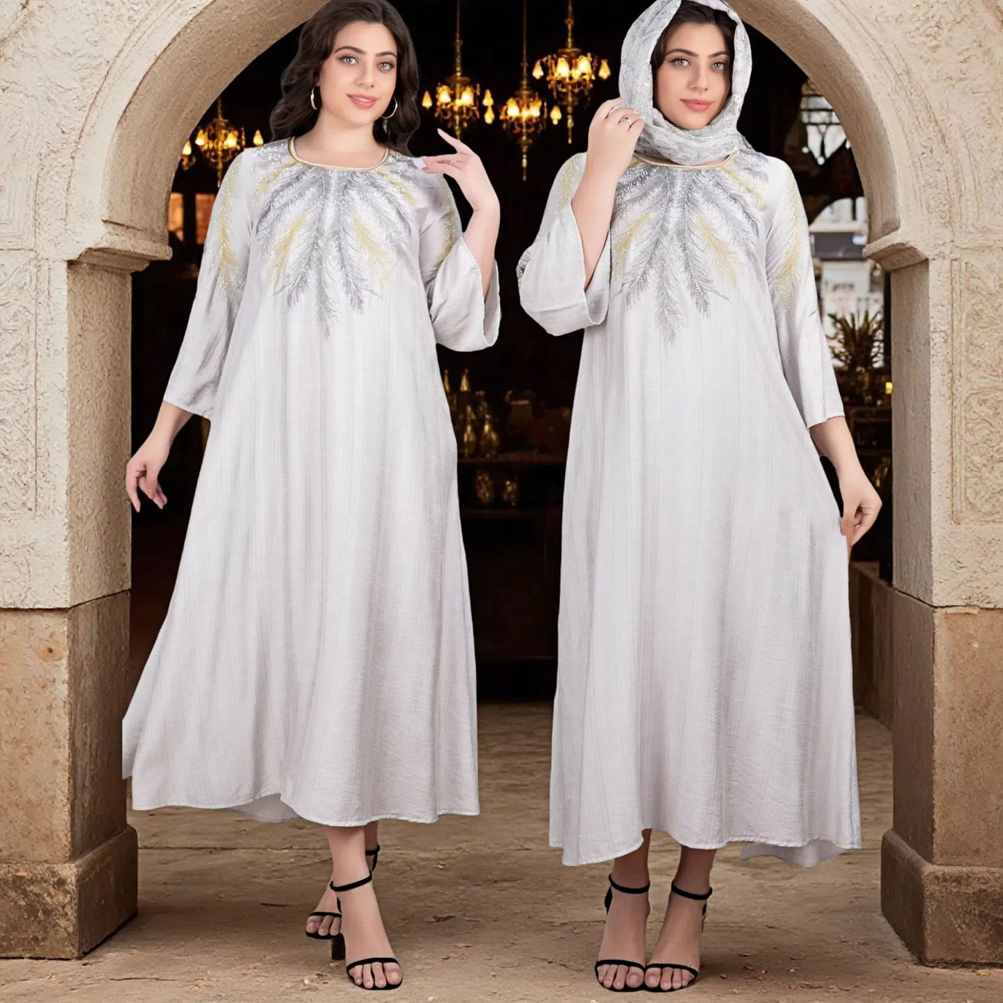 Damen vergoldetes muslimisches Plus-Size-Kleid
