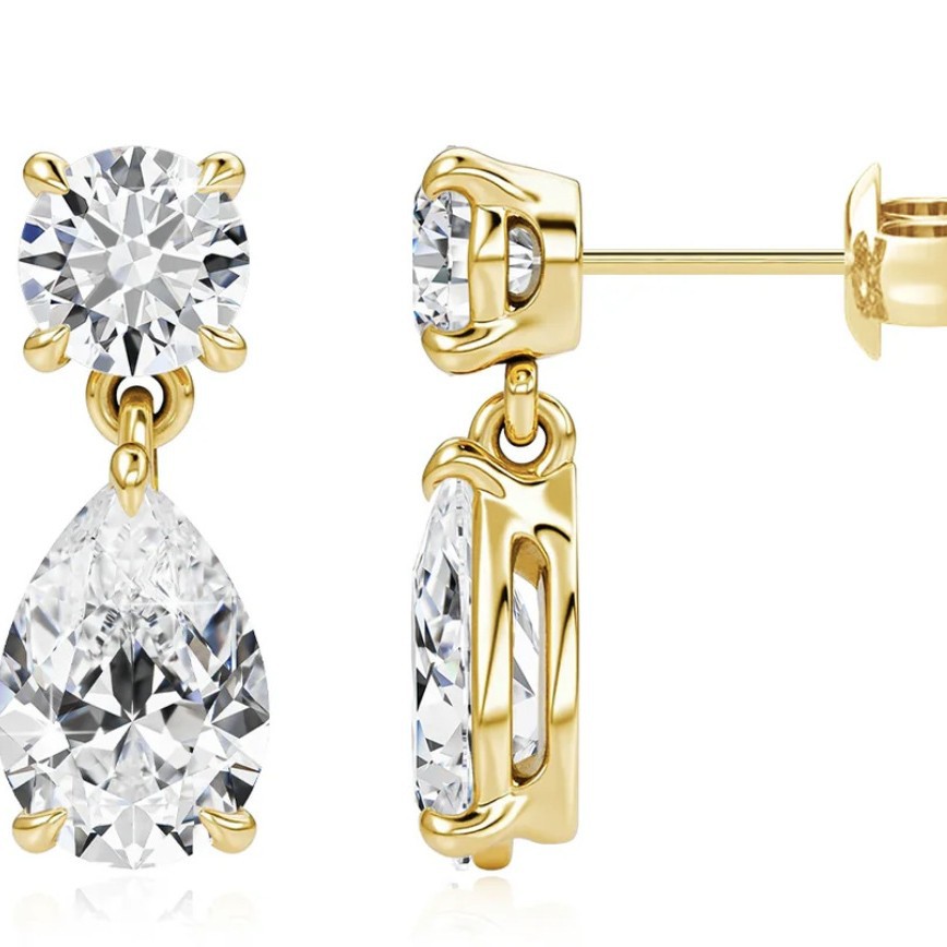 925 Sterling Silver Water Drop Moissanite Stud Earrings