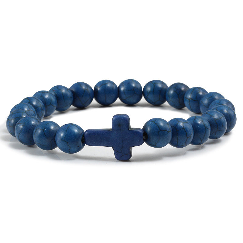 Blaues Türkis-Kreuz-Armband