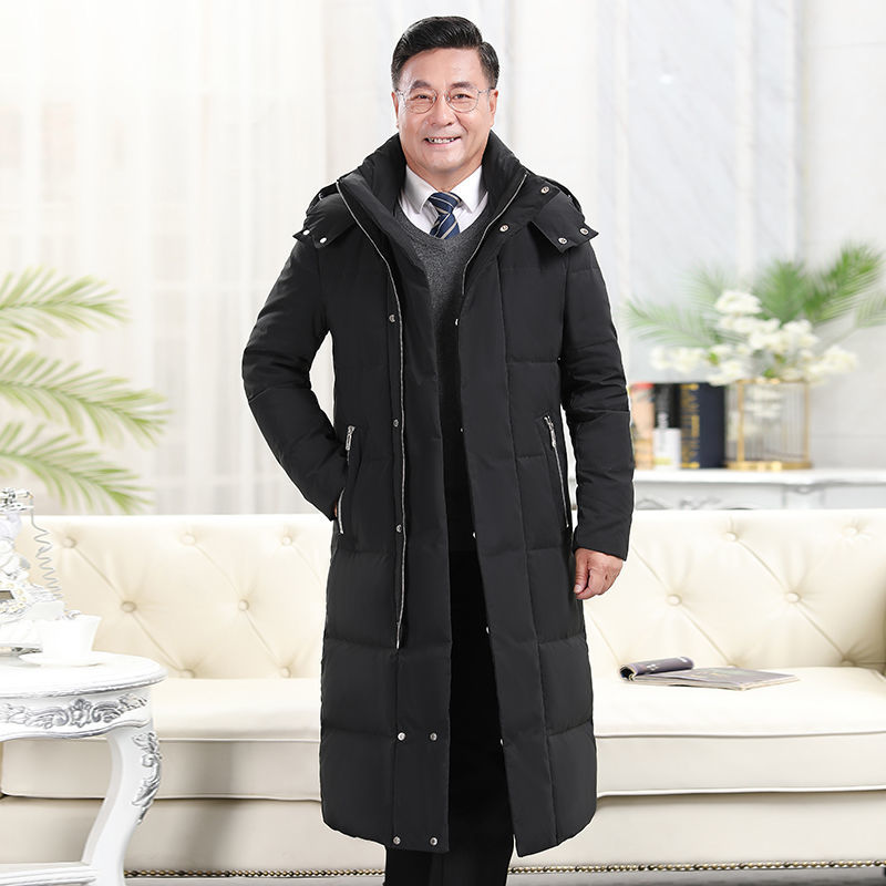 Winter verdickte lange Daunenjacke für Herren über dem Knie