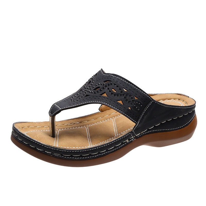 Clip Toe Wedge Sandalen Frauen Sommer Flip-Flops Hausschuhe Strandschuhe
