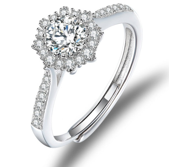 S925 Silver Inlaid Lace Fashion Modeling Ring