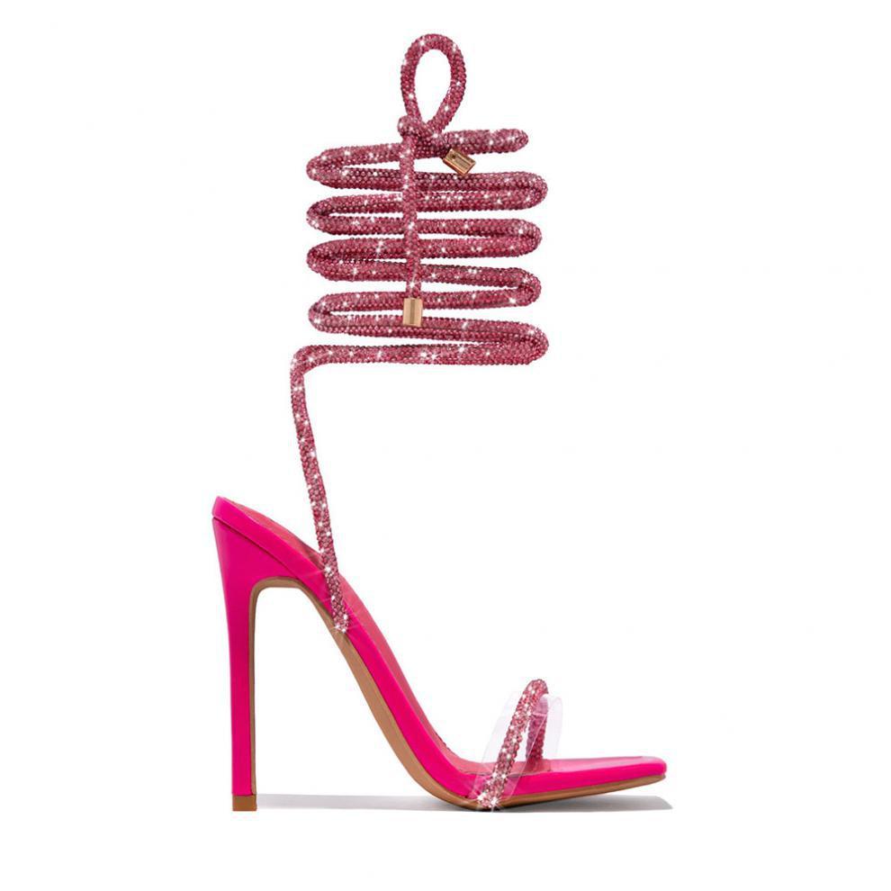 Sandales à lanières, bout carré, talons aiguilles, chaussures tendance pour l'été