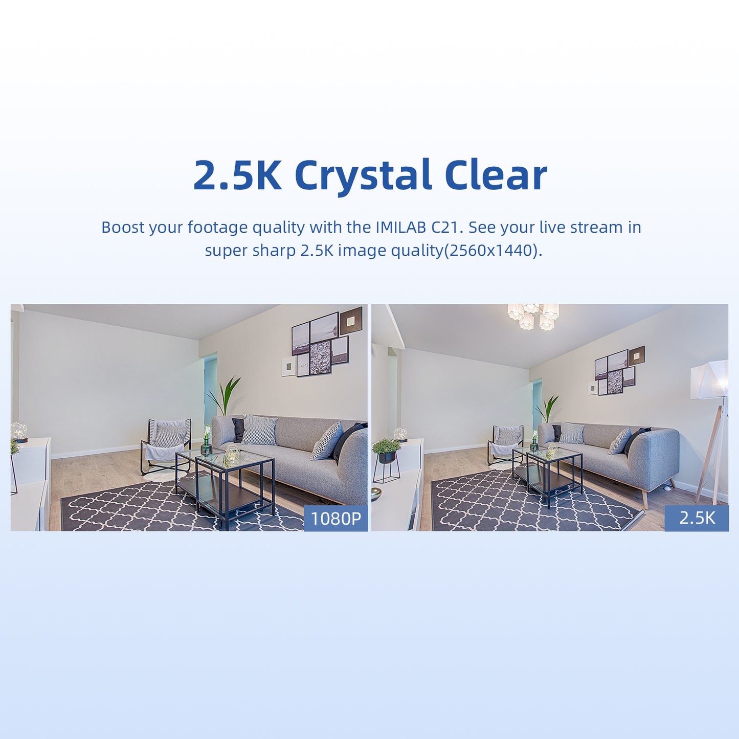 Caméra de surveillance IMILAB C21 2.5K Vidéo Wifi IP Sécurité domestique intelligente d'intérieur Moniteur bébé Vue à 360° Vision nocturne Starlight