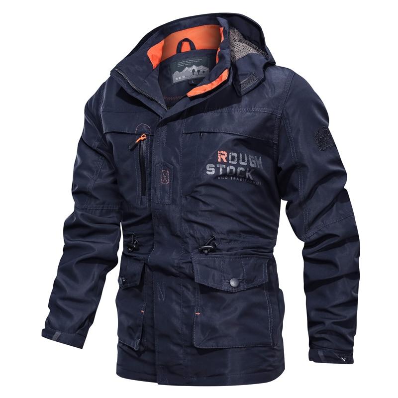 Chic Men'S Medium To Long Casual Outdoor Hooded Plus Size Jacket for