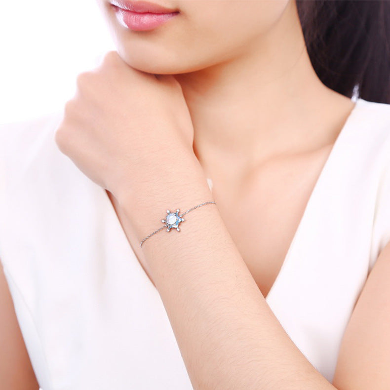 Sky blue topaz snowflake bracelet