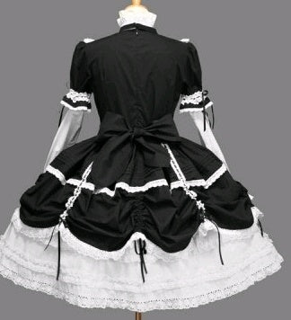Kleid Hof Retro Spitze Gothic Cosplay Kleid Flauschiges Ärmelkleid