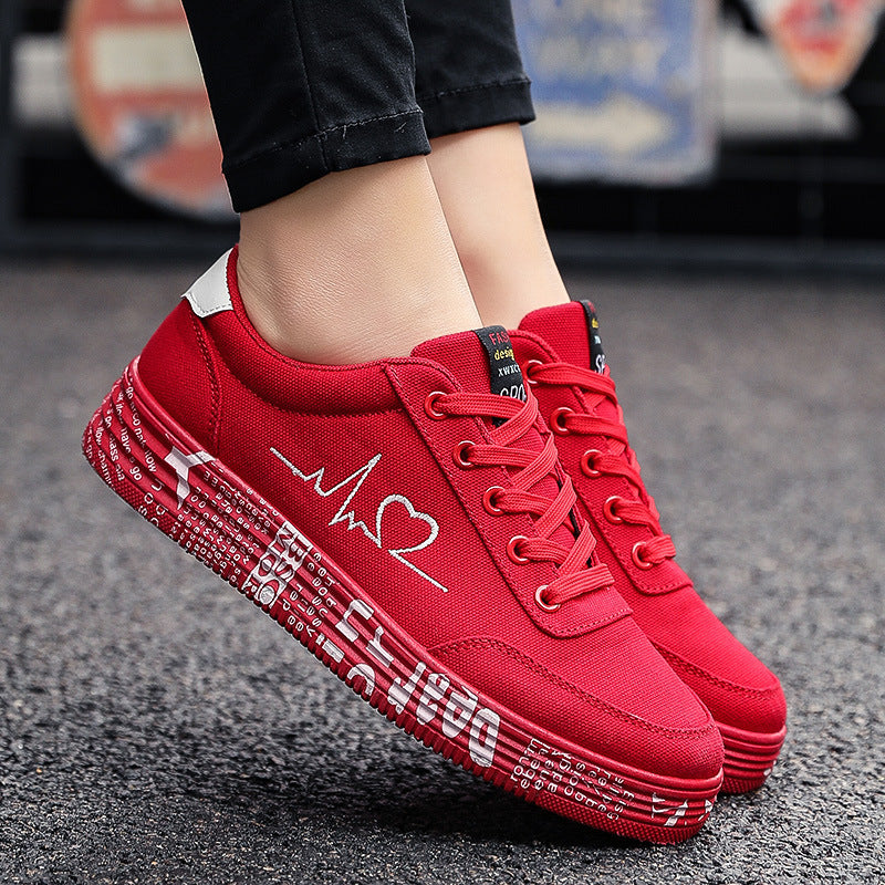 Love Print Canvas Schuhe Damen Herren Flats Schnürschuhe Freizeitschuhe Liebhaber Sportschuhe Valentinstag