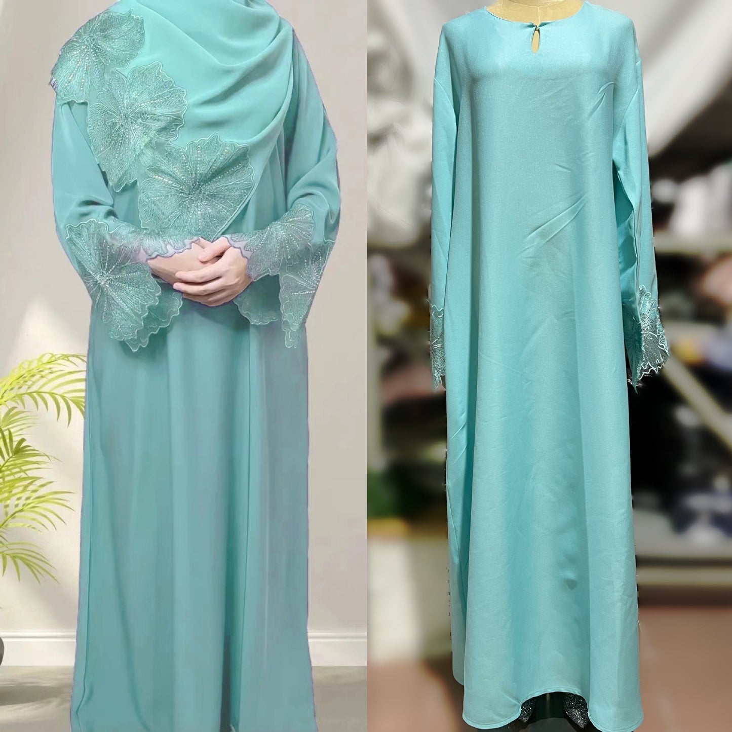 Robe musulmane pour femme - Robe indonésienne malaise avec foulard