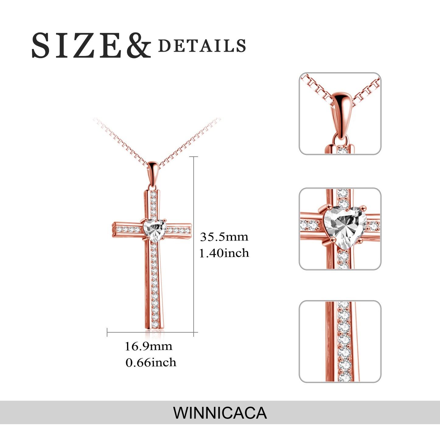 Luxury Birthstone Rose Gold Plated Cross Necklace For Women Jewelry G