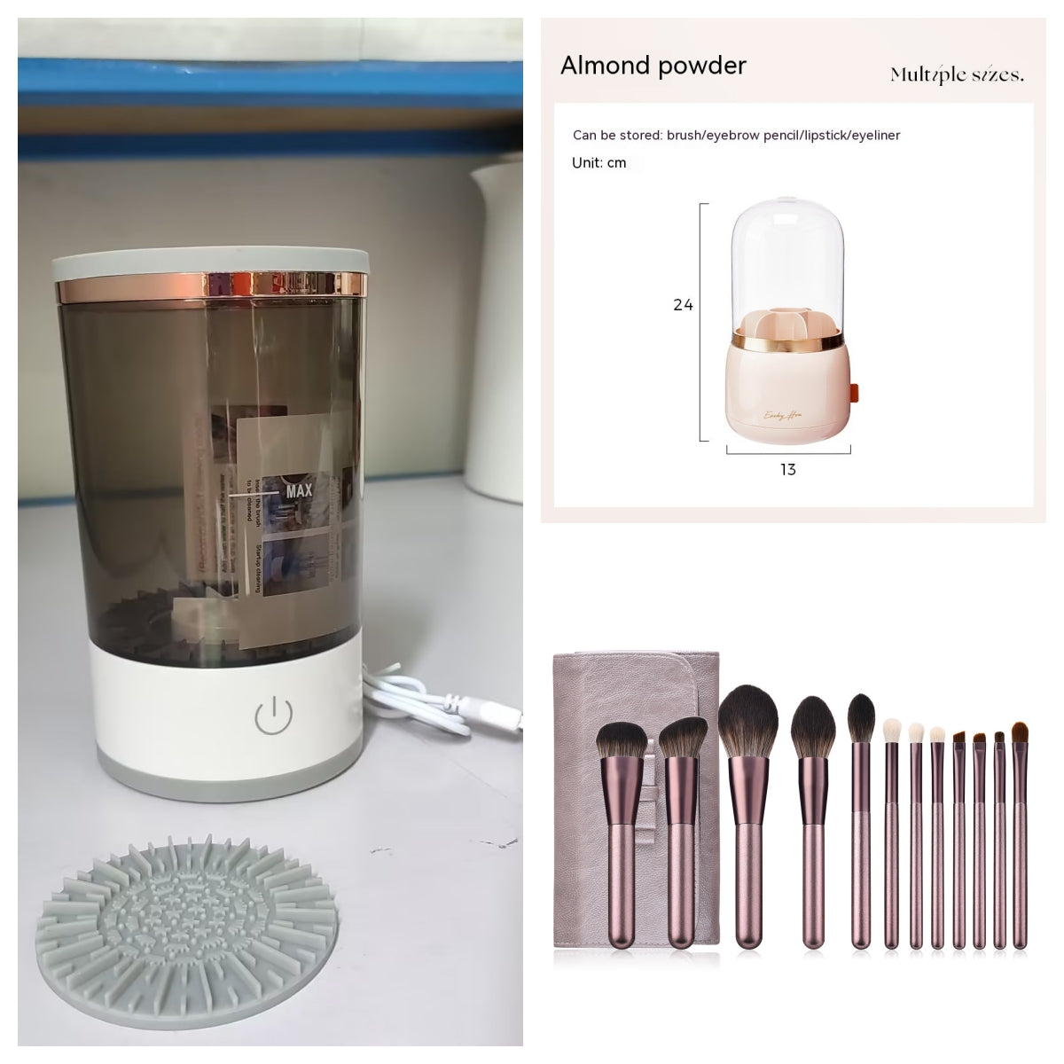 Women Lidschatten Pinsel Reinigungsgerät Tragbarer Elektrischer Make-up Pinsel Reiniger Mit USB-Aufladung Automatischer Kosmetikpinsel