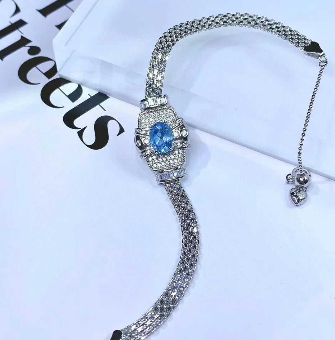 Damenarmband aus S925 Sterlingsilber mit Topas-Kristalleinlage