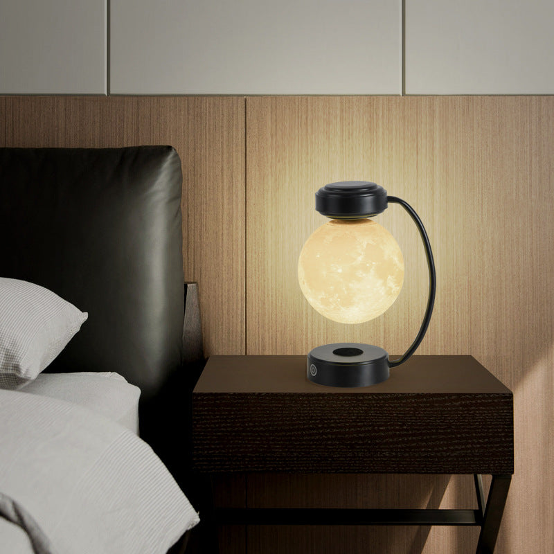 Lampe de Nuit Lune LED 3D sans Fil Magnétique en Lévitation Rotative Flottante pour l'École, le Bureau, la Librairie et la Décoration Domestique
