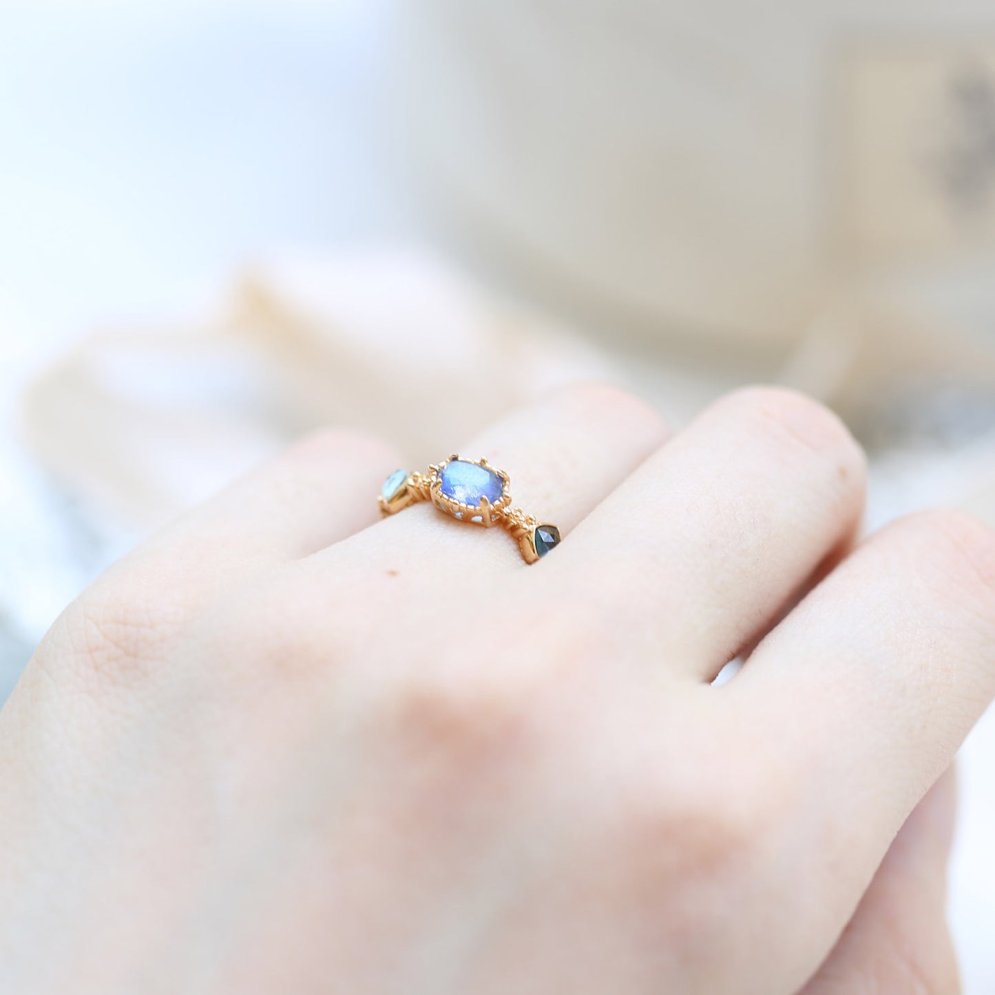 Sapphire Topaz Silver Plated 10K Ring