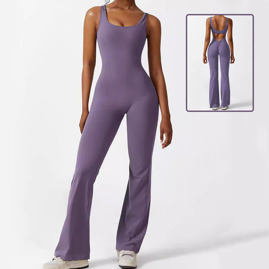 Frauen Ärmellose Flare Jumpsuits Fitness Yoga Lange Hosen
