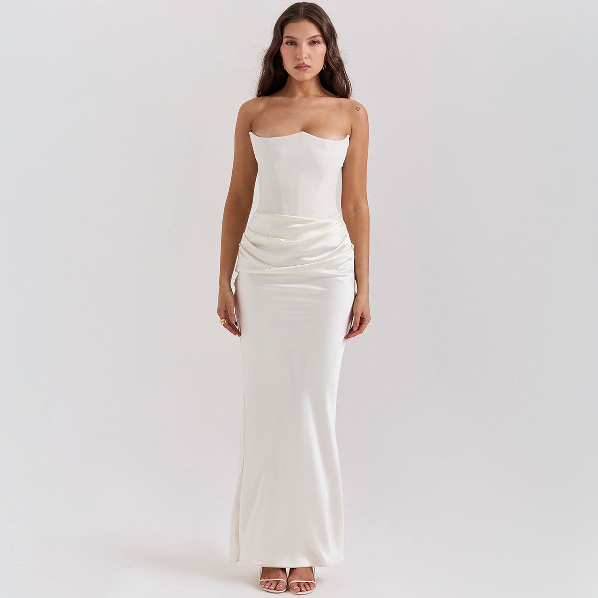 Schlankes Tube Top Maxikleid, sexy, modisch, Bandeau, rückenfrei, Party-Abendkleider für Damen