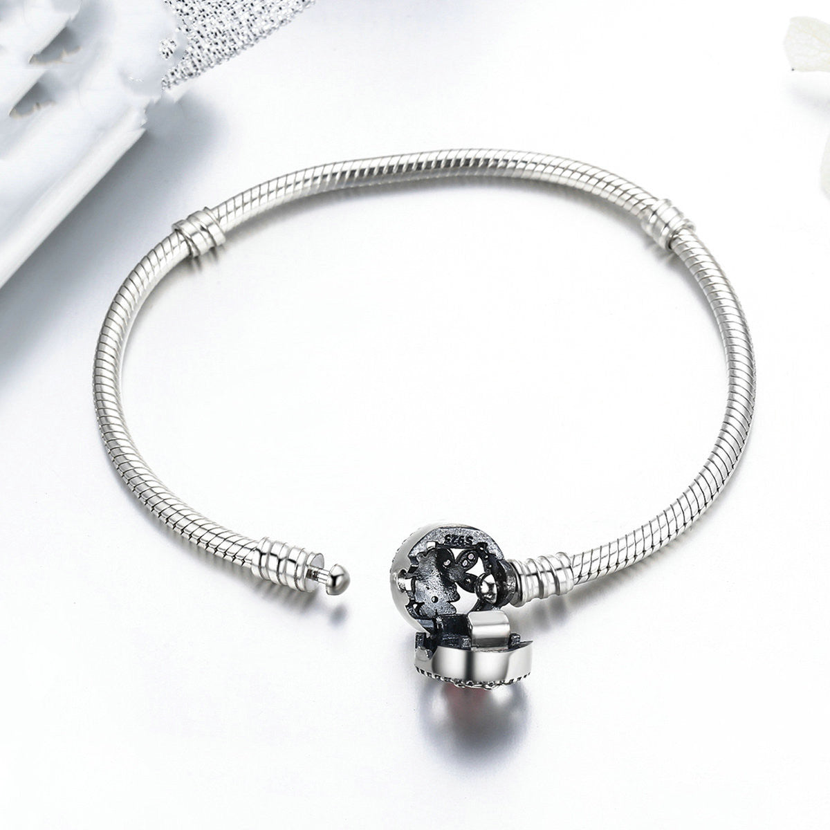 Poetisches Blumen S925 Silberarmband DIY Perlenarmband