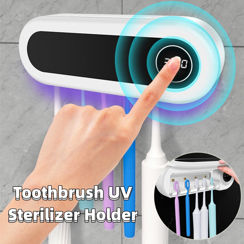 Wandmontierter Zahnbürstenhalter Intelligenter UV-Sterilisator für Zahnbürstenhalter Zahnpastaspender Drücker für Badezimmerzubehör