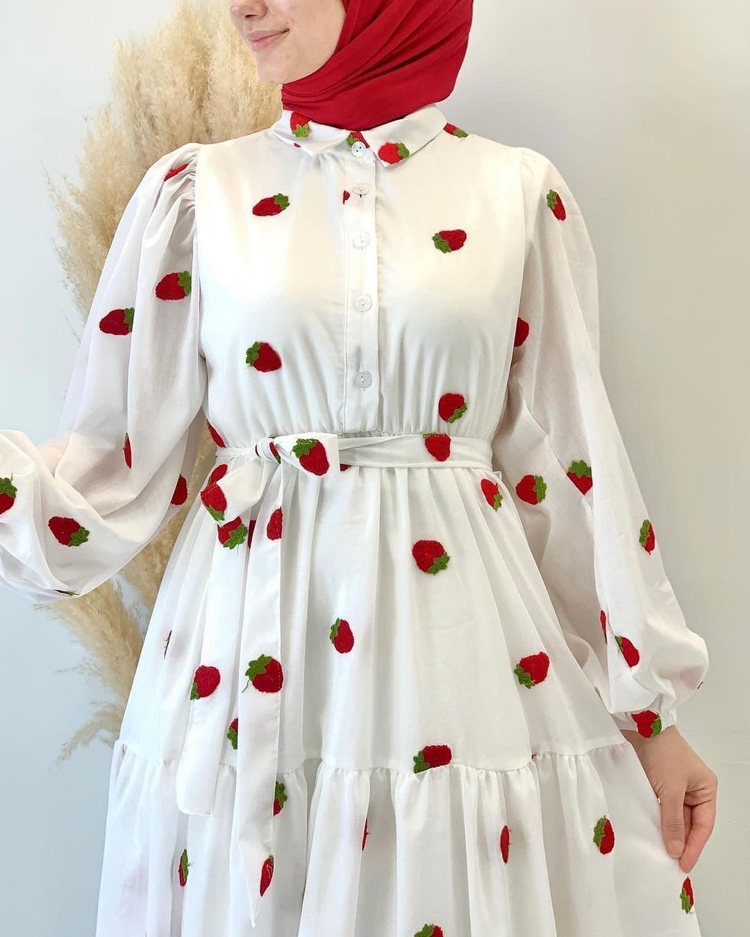 Nahost Muslim Langarm Schlichtes Hemd Langes Kleid