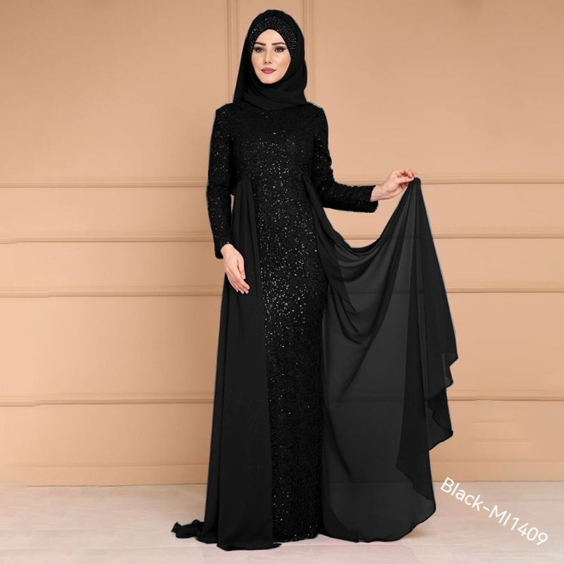 Robe longue queue de poisson Noble Élégante Amincissante Pailletée Style Rétro pour Femme