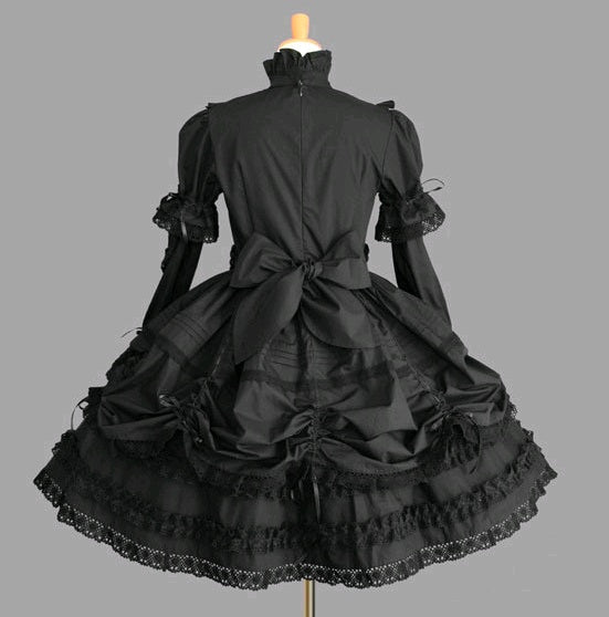 Kleid Hof Retro Spitze Gothic Cosplay Kleid Flauschiges Ärmelkleid