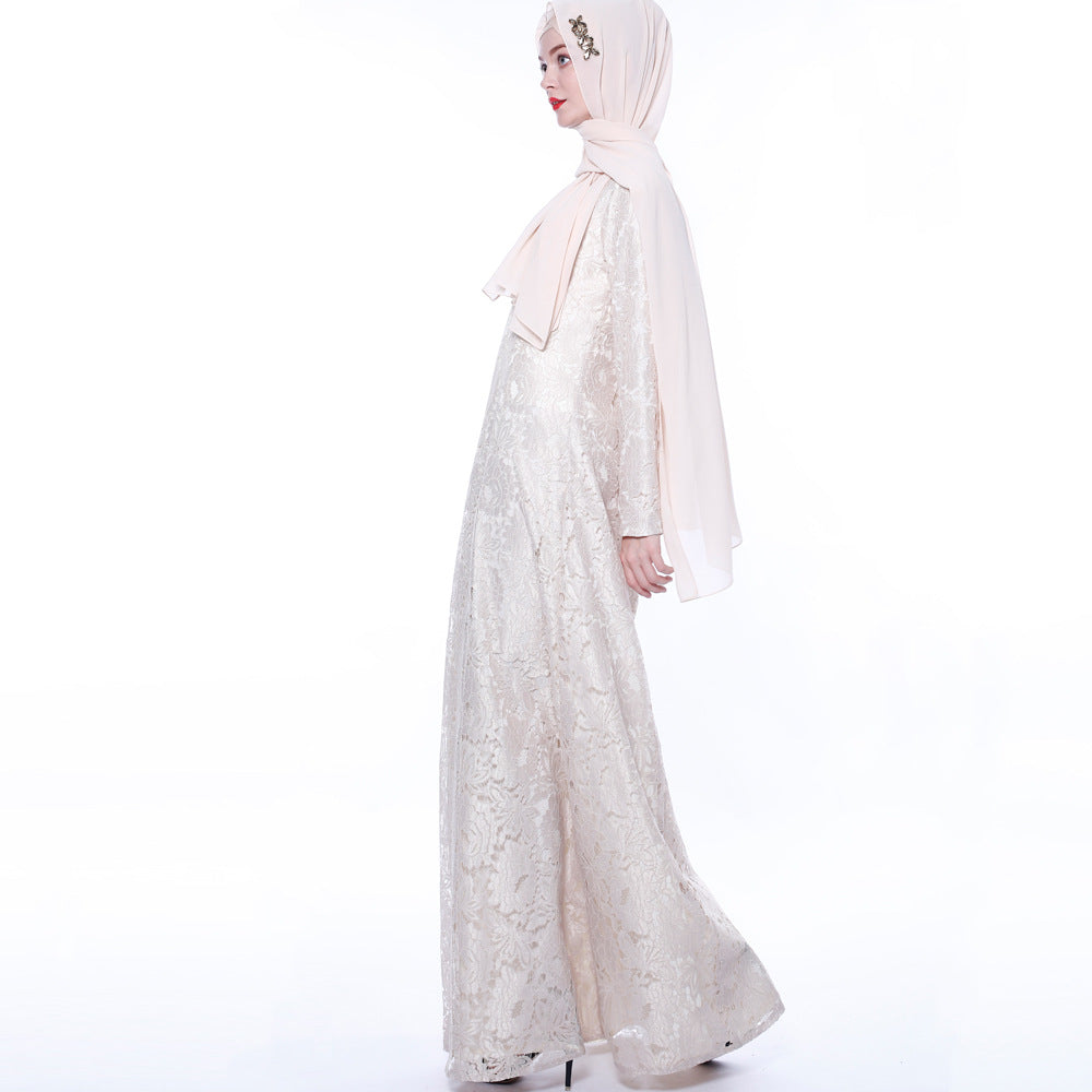 Arabische Damen-Spitzenkleid Muslimische Damenkleid Sommer