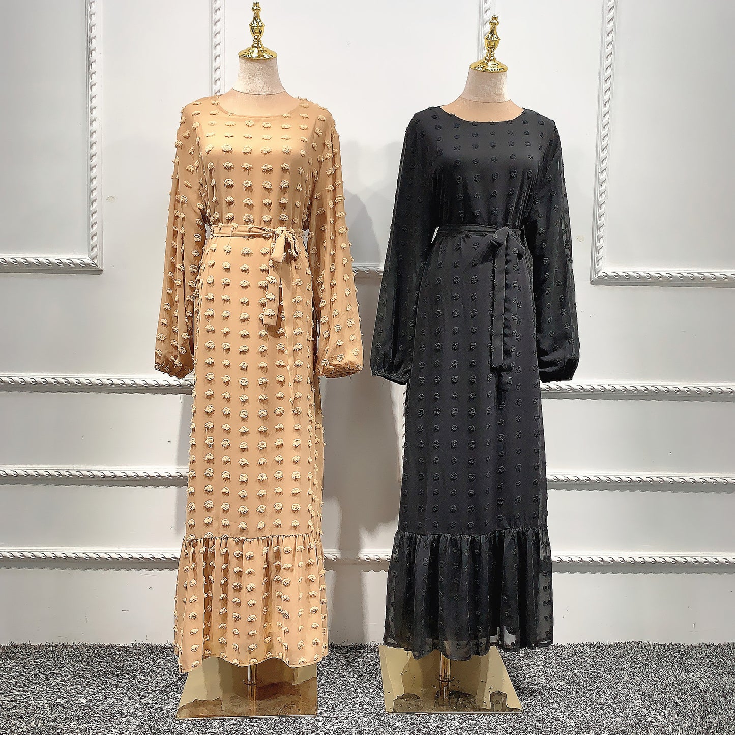 Stylish Small Hair Ball Fashion Muslim Plus Size Dress for Everyday W
