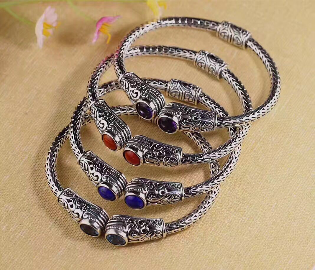 Bracelet pour femme en topaze, fait main, style indonésien