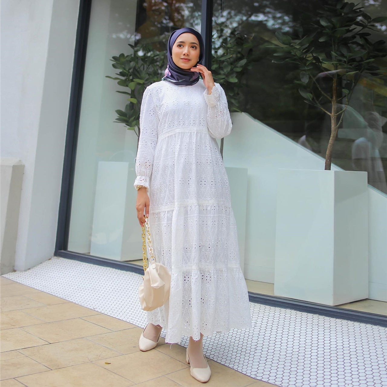 Muslim Malaysia Indonesien Hohlspitze Kleid