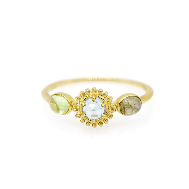 Stylish Ring Topaz Peridot S925 Sterling Silver for Everyday Wear