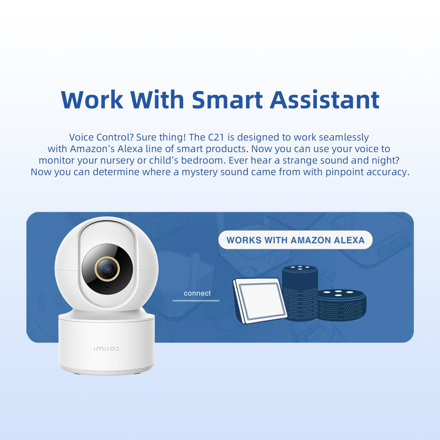 Caméra de surveillance IMILAB C21 2.5K Vidéo Wifi IP Sécurité domestique intelligente d'intérieur Moniteur bébé Vue à 360° Vision nocturne Starlight