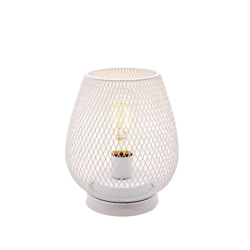 Retro-Eisenkunst-Tischlampe, batteriebetrieben, Nachtlicht, ausgehöhlter Vogelkäfig, Schreibtisch-Leselampe, Schlafzimmer-Dekoration, Nachttischlampe, Heimdekoration