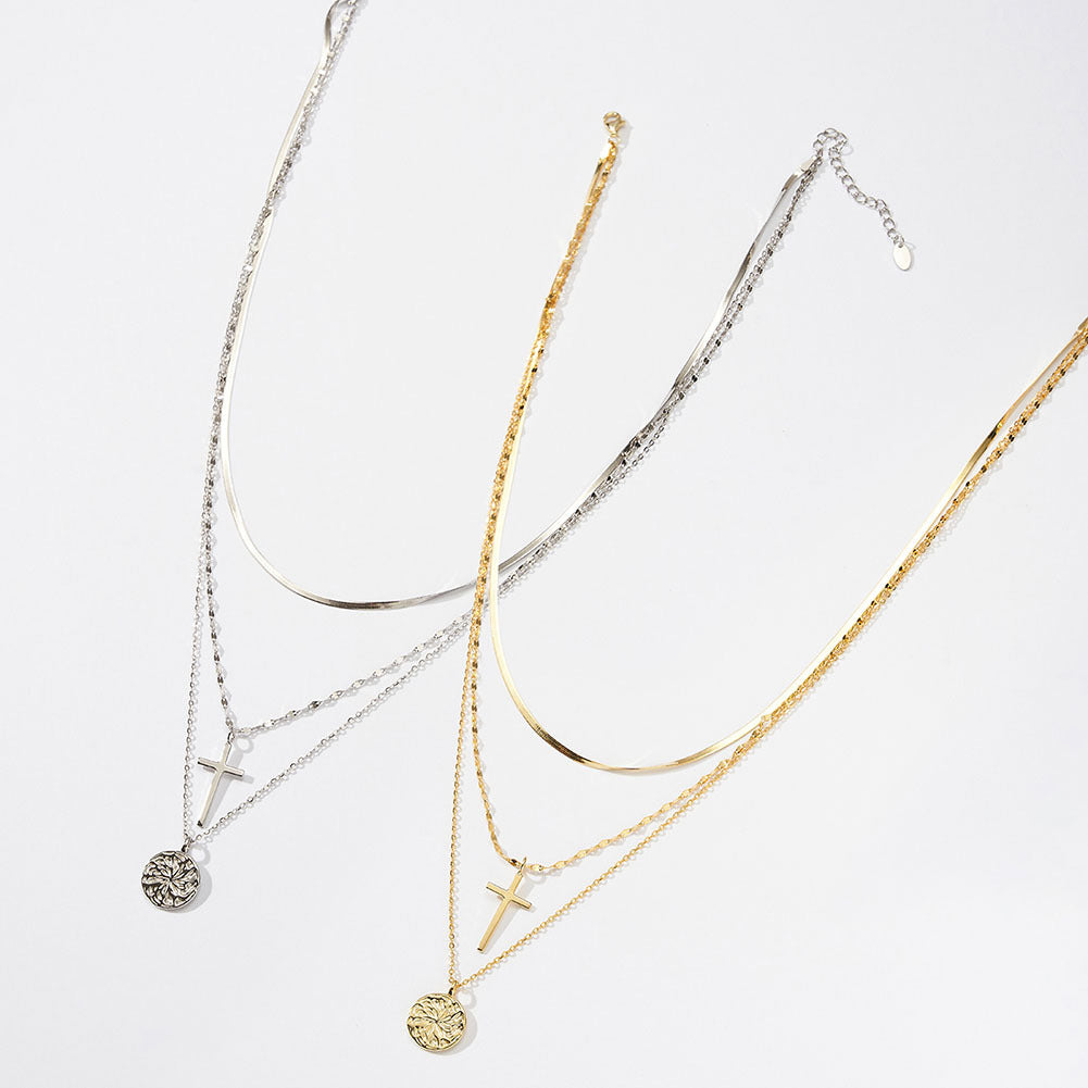 Elegant S925 Sterling Silver Cross Pendant Necklace for Women