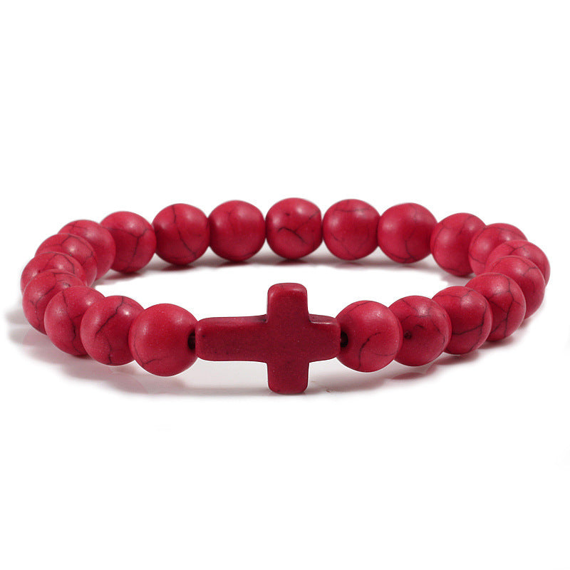 Blaues Türkis-Kreuz-Armband
