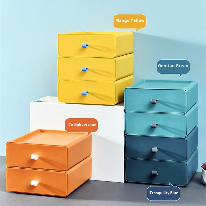Desktop-Aufbewahrungsbox Büro-Accessoires Make-up, Kunststoff-Aufbewahrungsbehälter Badezimmer-Aufbewahrung Stapelbarer Organizer Schublade