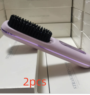 Trendy 2 In 1 Straight Hair Comb Wireless Hair Straightener Brush Hai